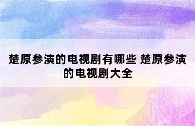 楚原参演的电视剧有哪些 楚原参演的电视剧大全